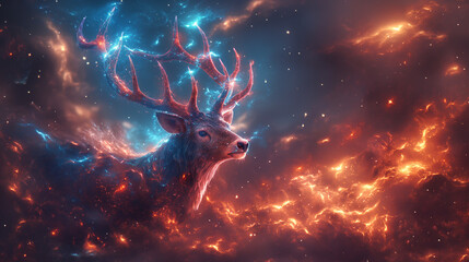 Obraz na płótnie Canvas Stellar Stag with Luminous Antlers
