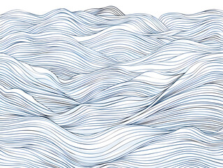 Fototapeta premium Intricate light blue lines create an artistic wave pattern that exudes peacefulness and elegance on a white background