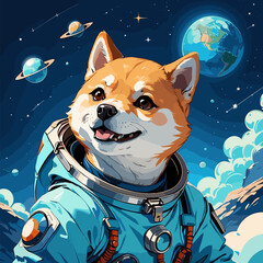 Cute Shiba Inu Cosmonaut Exploring the Cosmos