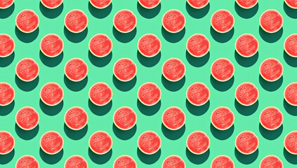 Pattern of watermelon on blue pastel background