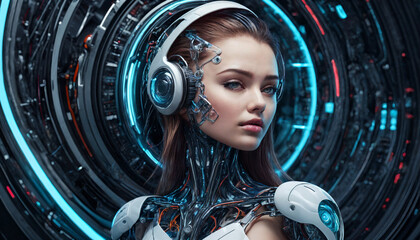 Fototapeta na wymiar 機械 ロボット 女性 Generative AI