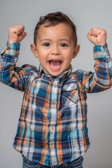 Little Boy Standing With Arms Up