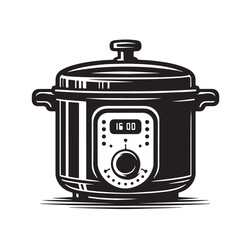 Pressure Cooker Silhouettes, Versatile Pressure Cooker Vector PNG ,DURABLE  Pressure Cooker SILHOUETTES,  Classic Cooker Illustration