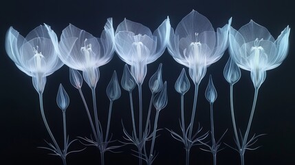  A cluster of white blossoms resting on a dark canvas against an abyssal backdrop - obrazy, fototapety, plakaty