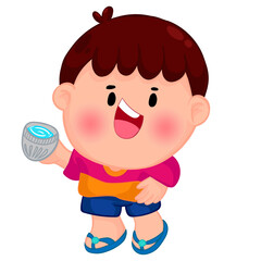 Cute little children playing with water gun on Songkran day