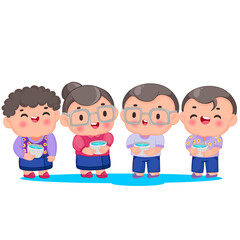 Cute little children playing with water gun on Songkran day