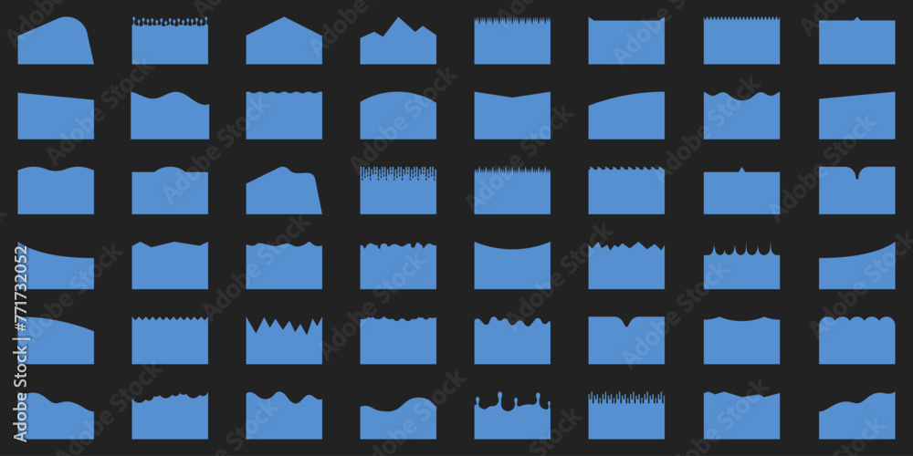 Aufkleber divider shape set for website top or bottom section. separator for banner, app, poster. abstract des
