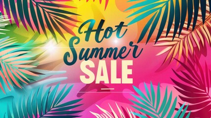 Hot Summer Sale  tropical theme with pastel colors and summer vibes.
