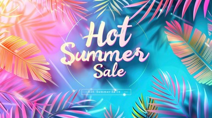 Hot Summer Sale  tropical theme with pastel colors and summer vibes.