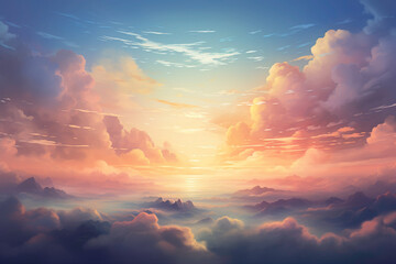 Embrace the promise of a new beginning with the dynamic sunrise gradient as your guide. - obrazy, fototapety, plakaty