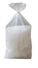 Sugar packed in a transparent plastic bag	 isolated on white background
