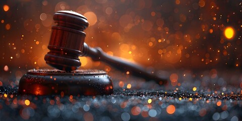 Symbolizing Legal Protection and Judicial Decisions: A Closeup of a Judge's Gavel on a Digital Background. Concept Legal Protection, Judicial Decisions, Judge's Gavel, Digital Background, Symbolism - obrazy, fototapety, plakaty
