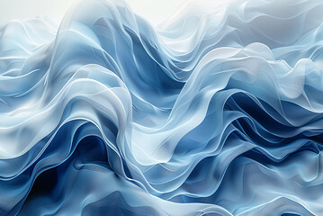 Obraz premium Background of blue wave with a white background. The waves are very long and the water appears to be very cold