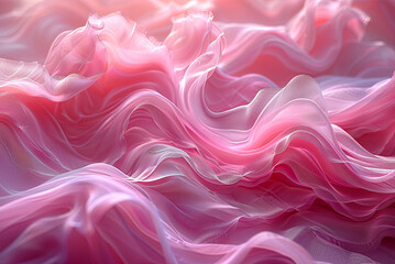 Background of pink fabric with a smooth wave pattern. Scene is soft and feminine - obrazy, fototapety, plakaty