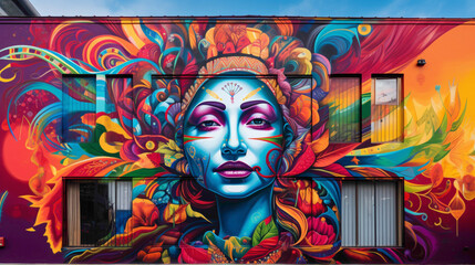 Experience the beauty of cultural diversity with a vibrant street art mural that celebrates the rich tapestry of urban life.