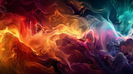 Fototapeta premium Colored abstract smoke, isolated on black background. Photo. Acid neon color. High quality photo