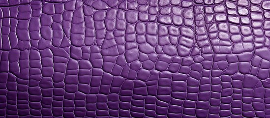 A detailed shot displaying a purple leather texture featuring a crocodile pattern, with shades of grey, violet, magenta, and electric blue