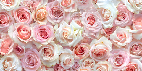 The pink and white roses floristry art backdrop background.