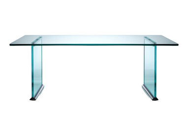 A glass table levitates in tranquility against a pristine white backdrop