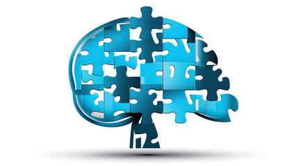  concept of Parkinson's disease day , 11 april, Alzheimer awareness day, dementia diagnosis, memory loss disorder, blue puzzle pieces brain logo art, Poster, banner, card, background.