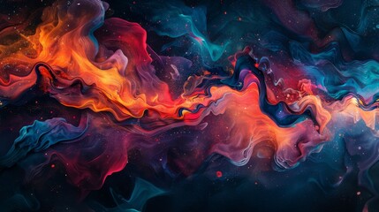 A close up of a vibrant watercolor painting showcasing purple, magenta, and electric blue hues against a dark background, resembling a geological phenomenon like a lava formation or fissure vent - obrazy, fototapety, plakaty