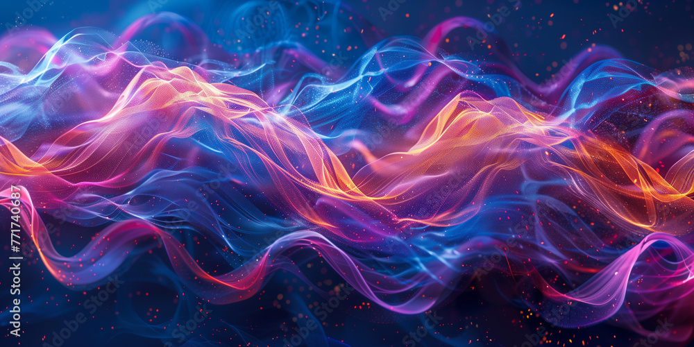Wall mural abstract technology art futuristic background energy wave shape lines. place for text graphics conce
