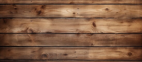 Naklejka premium A detailed shot of a brown hardwood plank wall with a blurred background, showcasing the intricate pattern of the wood grain and texture