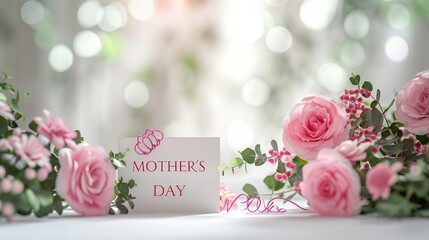 "MOTHER'S DAY" inscription beautifully centered on a spotless white background, commemorating motherly affection.