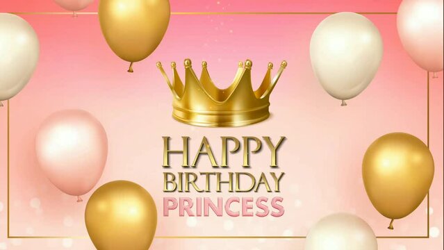happy birthday princess  card with balloons