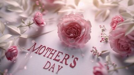 "MOTHER'S DAY" lettering delicately displayed on a spotless white backdrop, evoking appreciation for the beauty of motherhood.