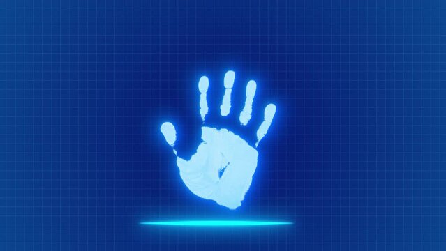 Scanning Handprint Animation. Scan for Recognition. Criminal Record Search. 4K