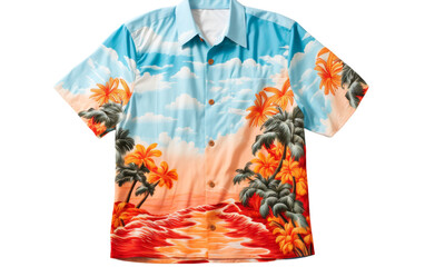 Bright Hawaiian shirt with lush palm trees, capturing the essence of a tropical paradise