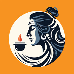 Mahashivratri illustration logo of lord shiva. God of Hindu.