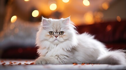 Photo of a cute Persian cat. Bokeh background (Suitable for background use)