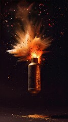 Molotov bomb isolated on black background Generative ai