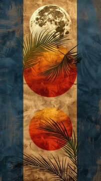 Flag With Palm Trees Painting