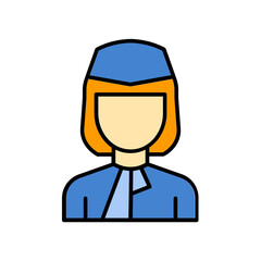 stewardess. lineal color icon