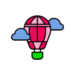 Fototapeta na wymiar hot air balloon. lineal color icon