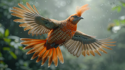 Fototapeta premium A bird resembling a long tailed pheasant, with long whisker,generative ai