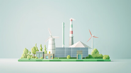 A 3D model representing Environmental, Social, and Governance (ESG) principles, focusing on green and clean energy. The image showcases sustainable and environmentally friendly practices.