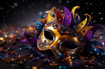 Dazzling Mardi gras mask. New venetian costume. Generate Ai