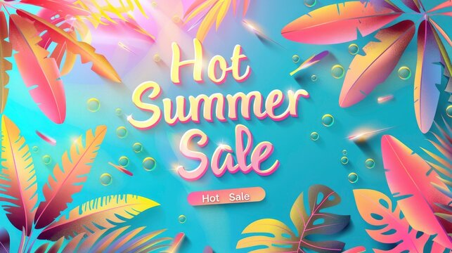 colourful summer sale banner with text Hot Summer Sale