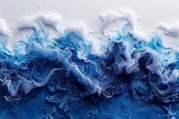 Background of wave with blue and white colors. Dreamy and calming mood