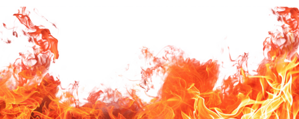 Fire border isolated on transparent background.