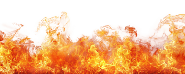Fire border isolated on transparent background.