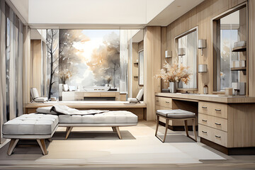 Ilustración de un dormitorio moderno y elegante