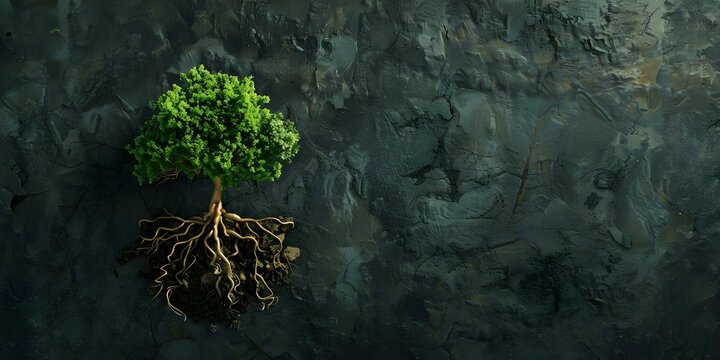 Tree roots symbolize how small decisions can have lasting impacts on shaping the future. Concept Roots symbolize long-lasting impact, Small decisions matter, Future shaped by choices