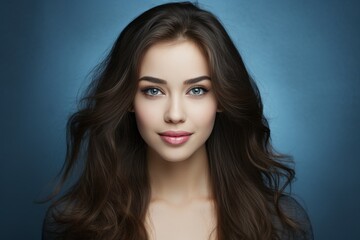 Fototapeta premium Beautiful young woman with flawless skin and beautiful hair, beauty care