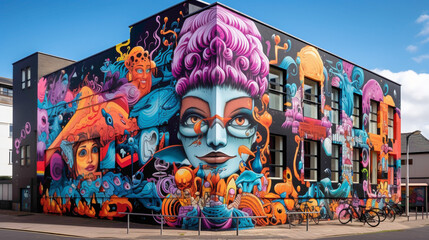 Discover the hidden stories within a bold and psychedelic city wall mural.