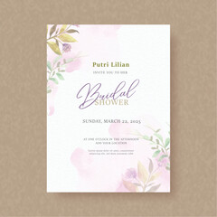 bridal shower invitation with painting of floral arrangements background